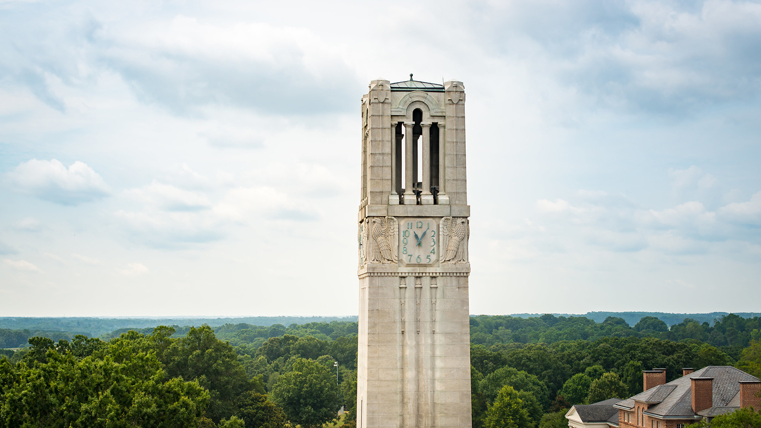 Photograph of NC State University Belltower during the day in Raleigh, North Carolina.